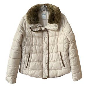 Old Navy Womens Puffer Jacket Winter Coat Cream Beige Size L